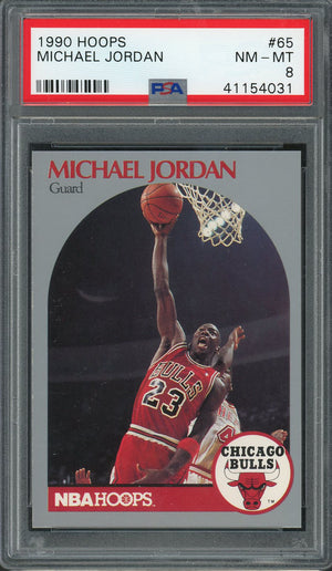 Michael Jordan 1990 Hoops Basketball Card #65 Graded PSA 8-Powers Sports Memorabilia