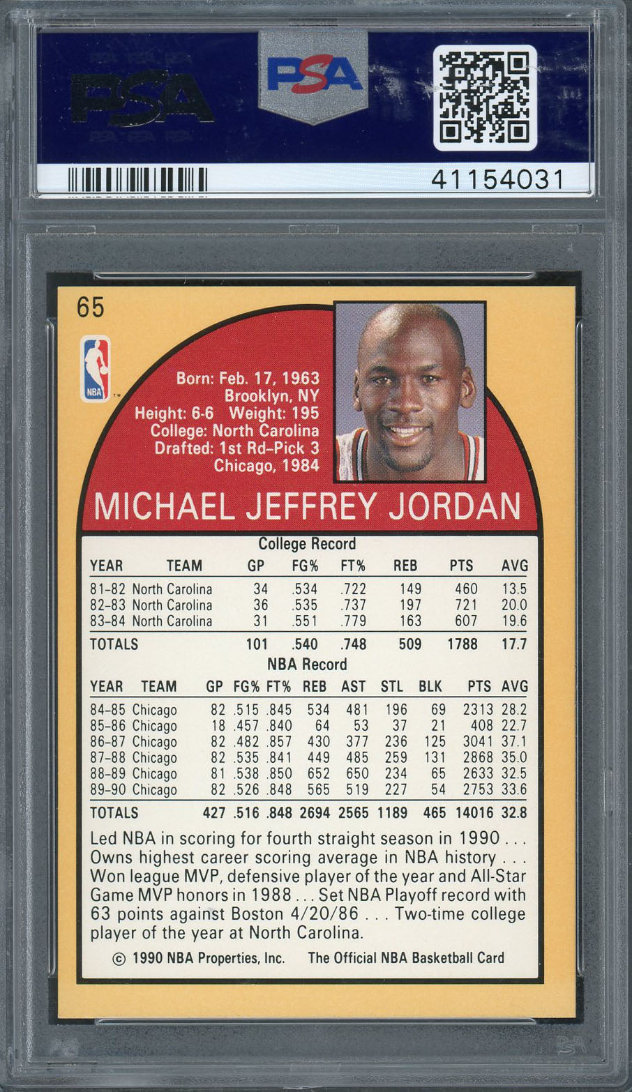 Michael Jordan 1990 Hoops Basketball Card #65 Graded PSA 8-Powers Sports Memorabilia