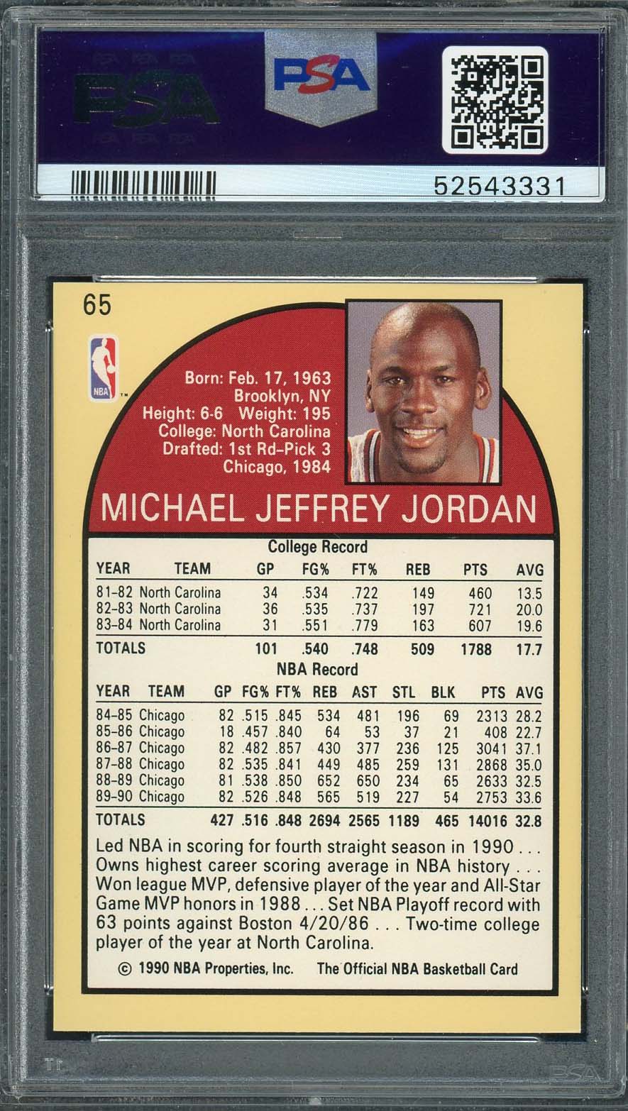 Michael Jordan 1990 Hoops Basketball Card #65 Graded PSA 9-Powers Sports Memorabilia