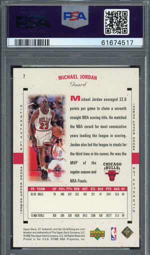 Michael Jordan 1998 Upper Deck SP Authentic Basketball Card #7 Graded PSA 8-Powers Sports Memorabilia