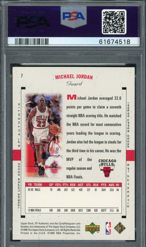 Michael Jordan 1998 Upper Deck SP Authentic Basketball Card #7 Graded PSA 9-Powers Sports Memorabilia