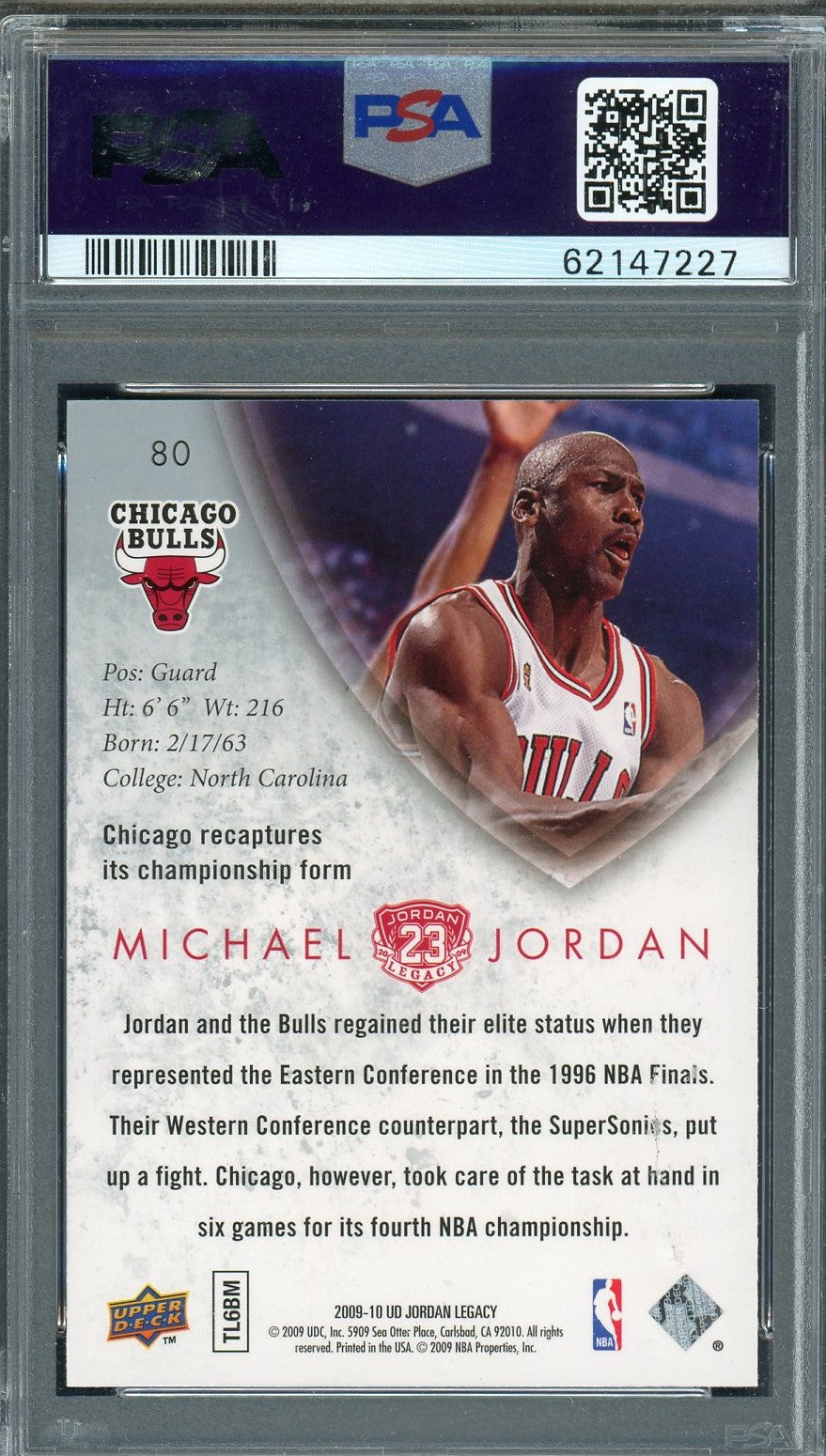 Michael Jordan 2009 Upper Deck Legacy Gold Basketball Card #80 Graded PSA 9-Powers Sports Memorabilia