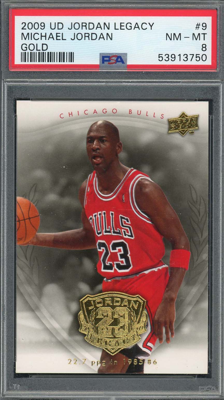 Michael Jordan 2009 Upper Deck Legacy Gold Basketball Card #9 Graded PSA 8