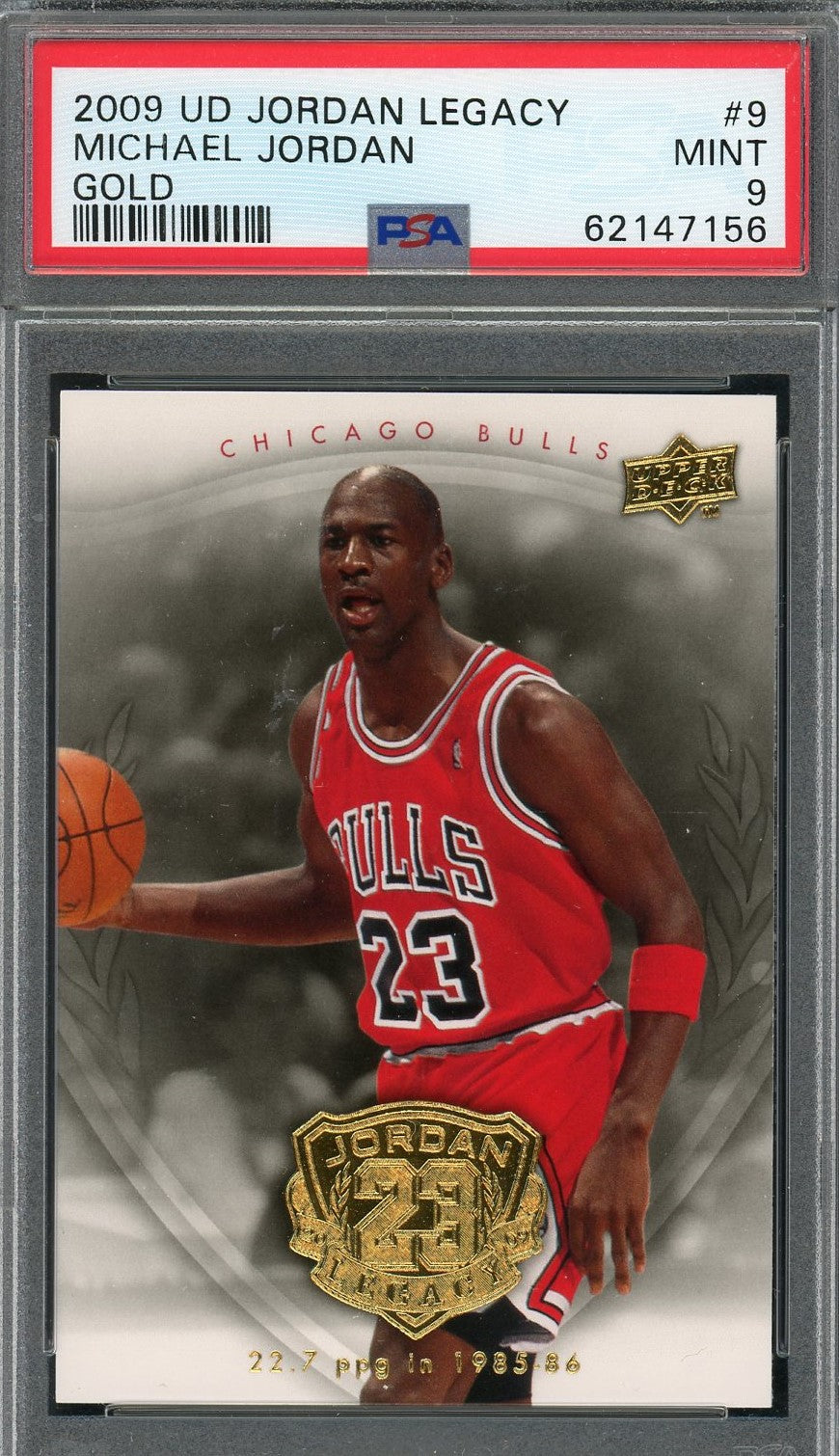 Michael Jordan 2009 Upper Deck Legacy Gold Basketball Card #9 Graded PSA 9-Powers Sports Memorabilia