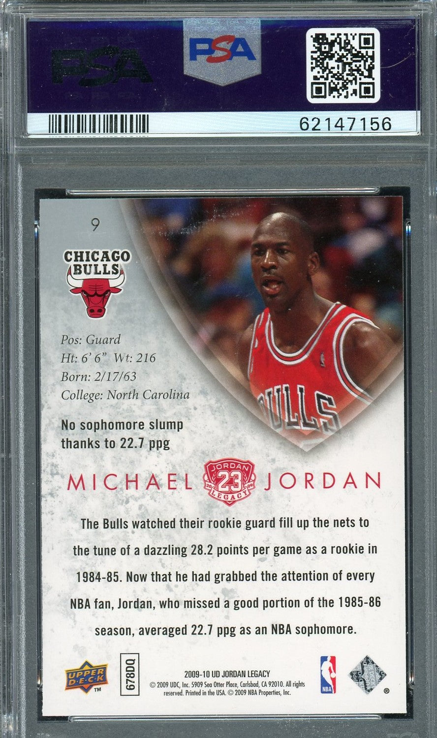 Michael Jordan 2009 Upper Deck Legacy Gold Basketball Card #9 Graded PSA 9-Powers Sports Memorabilia