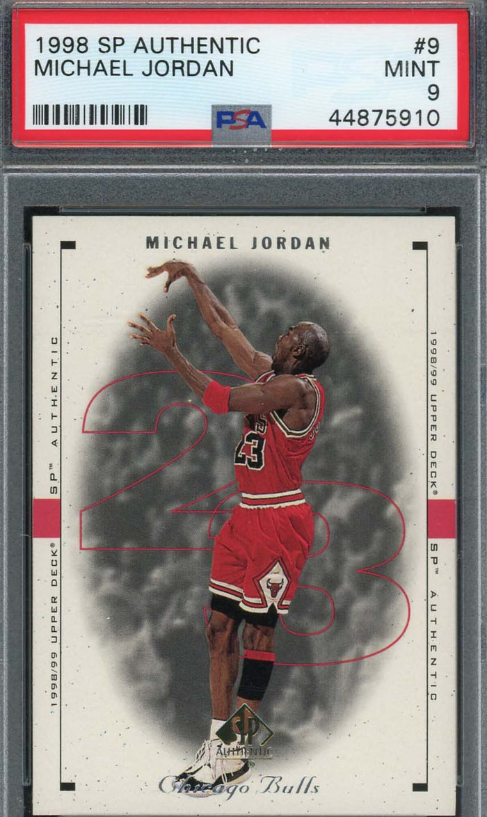 Michael Jordan 1998 SP Authentic Upper Deck Basketball Card #9 Graded PSA 9 MINT-Powers Sports Memorabilia