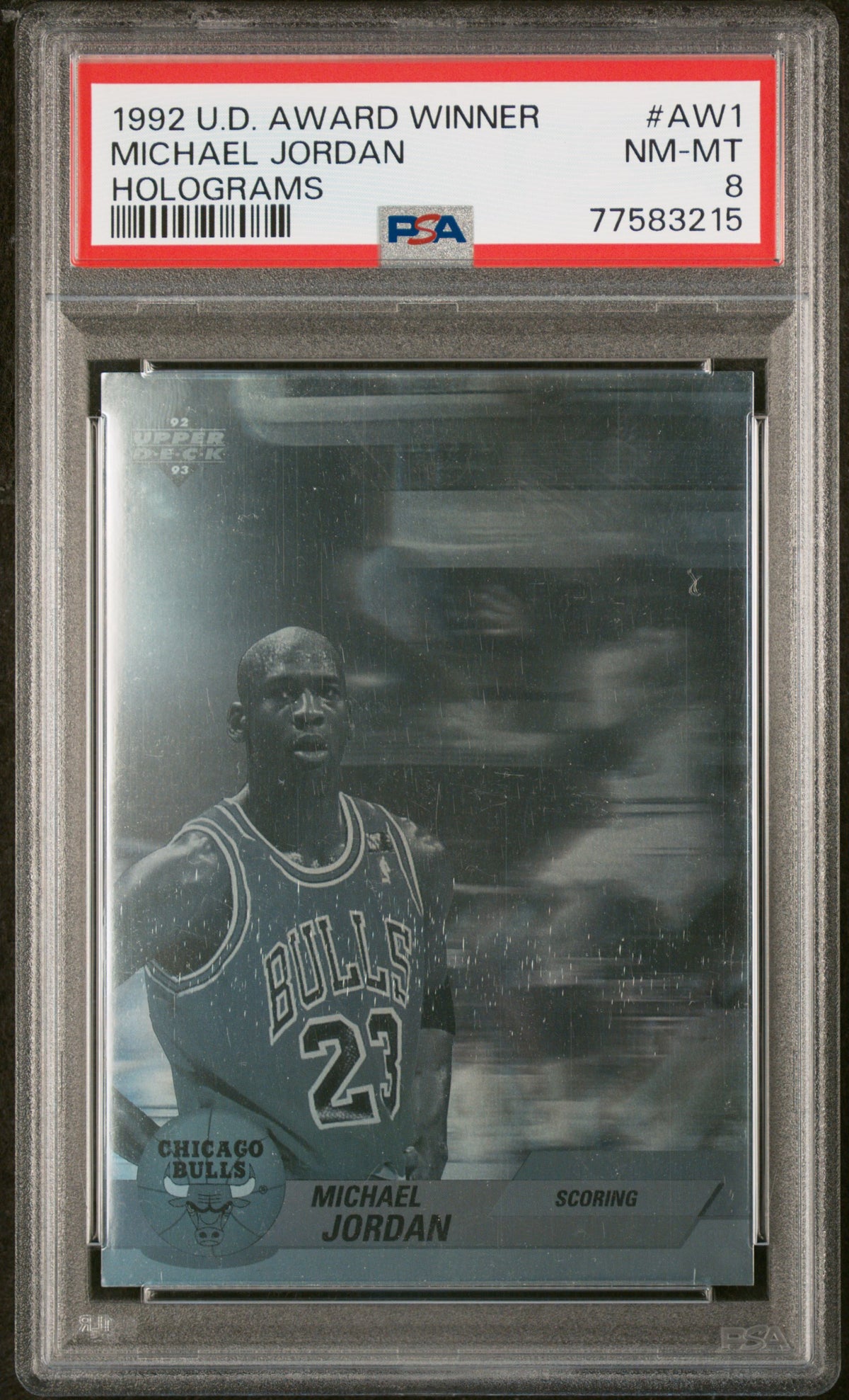 Michael Jordan 1992 Upper Deck Award Winner Holograms Card #AW1 Graded PSA 8-Powers Sports Memorabilia