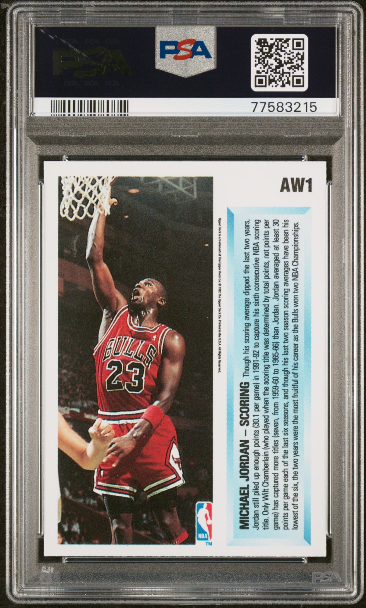 Michael Jordan 1992 Upper Deck Award Winner Holograms Card #AW1 Graded PSA 8-Powers Sports Memorabilia