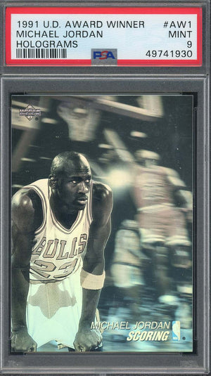 Michael Jordan 1991 Upper Deck Award Winner Holograms Basketball Card #AW1 PSA 9-Powers Sports Memorabilia