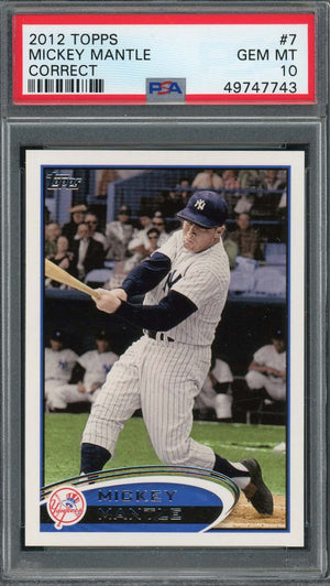 Mickey Mantle 2012 Topps Correct Baseball Card #7 Graded PSA 10 GEM MINT
