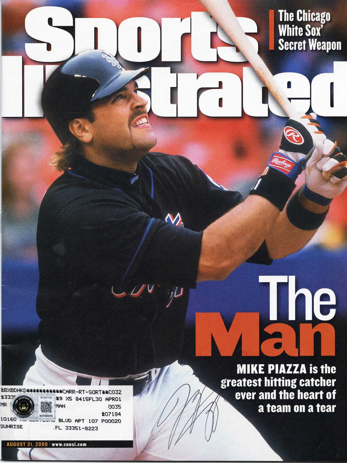 Mike Piazza Signed New York Mets Sports Illustrated 8/21/2000 The Man Beckett-Powers Sports Memorabilia