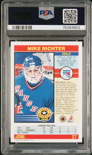 Mike Richter 1990 Score Young Superstars Signed Rookie Card #27 Auto PSA 10-Powers Sports Memorabilia