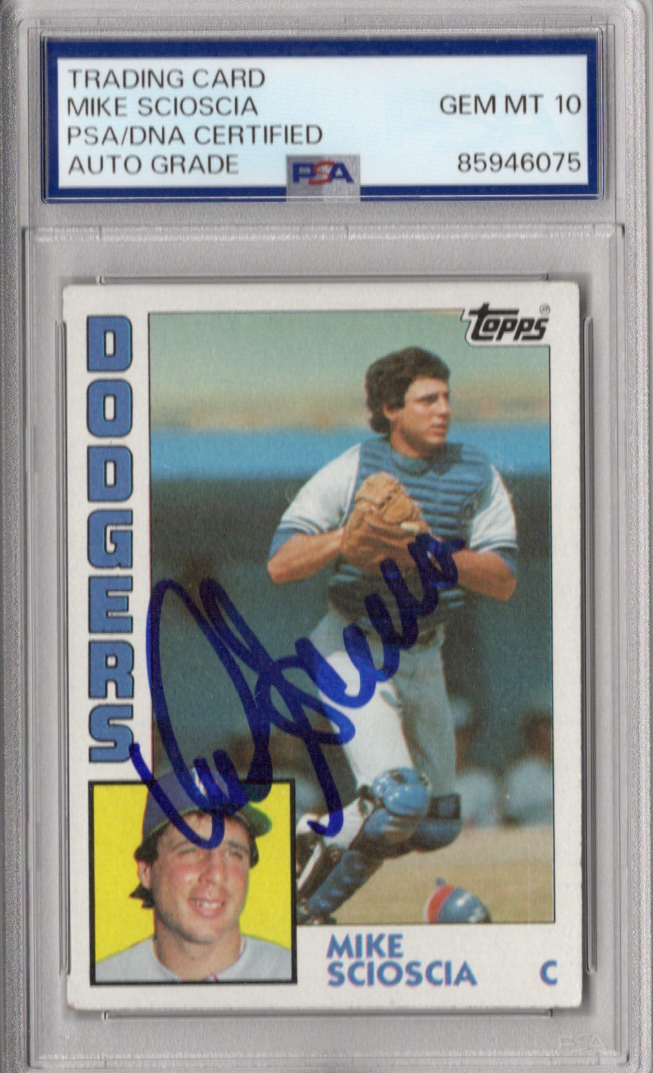 Mike Scioscia Signed Los Angeles Dodgers 1984 Topps #64 Card PSA AUTO GRADE GEM MT 10-Powers Sports Memorabilia