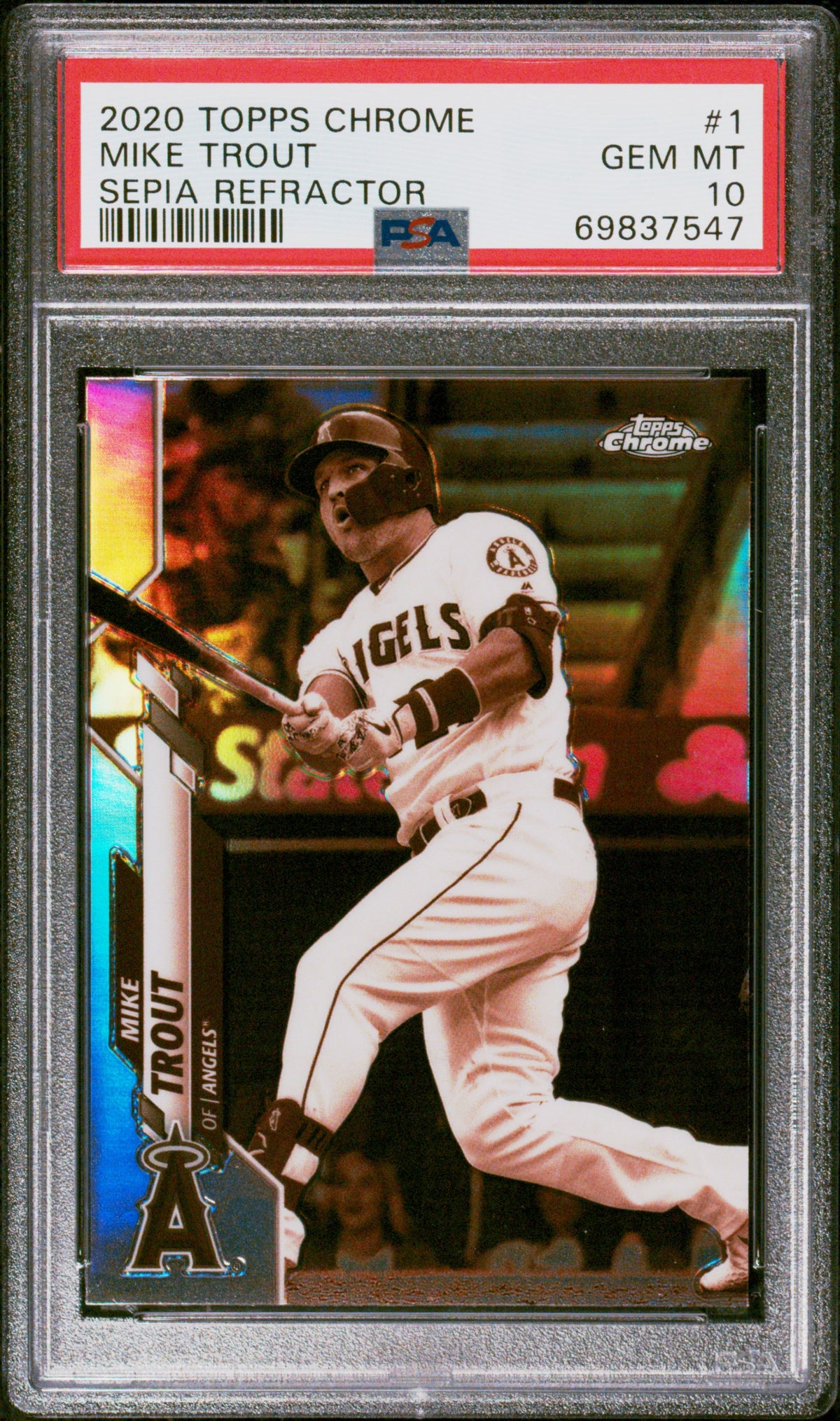Mike Trout 2020 Topps Chrome Sepia Baseball Card #1 Graded PSA 10-Powers Sports Memorabilia