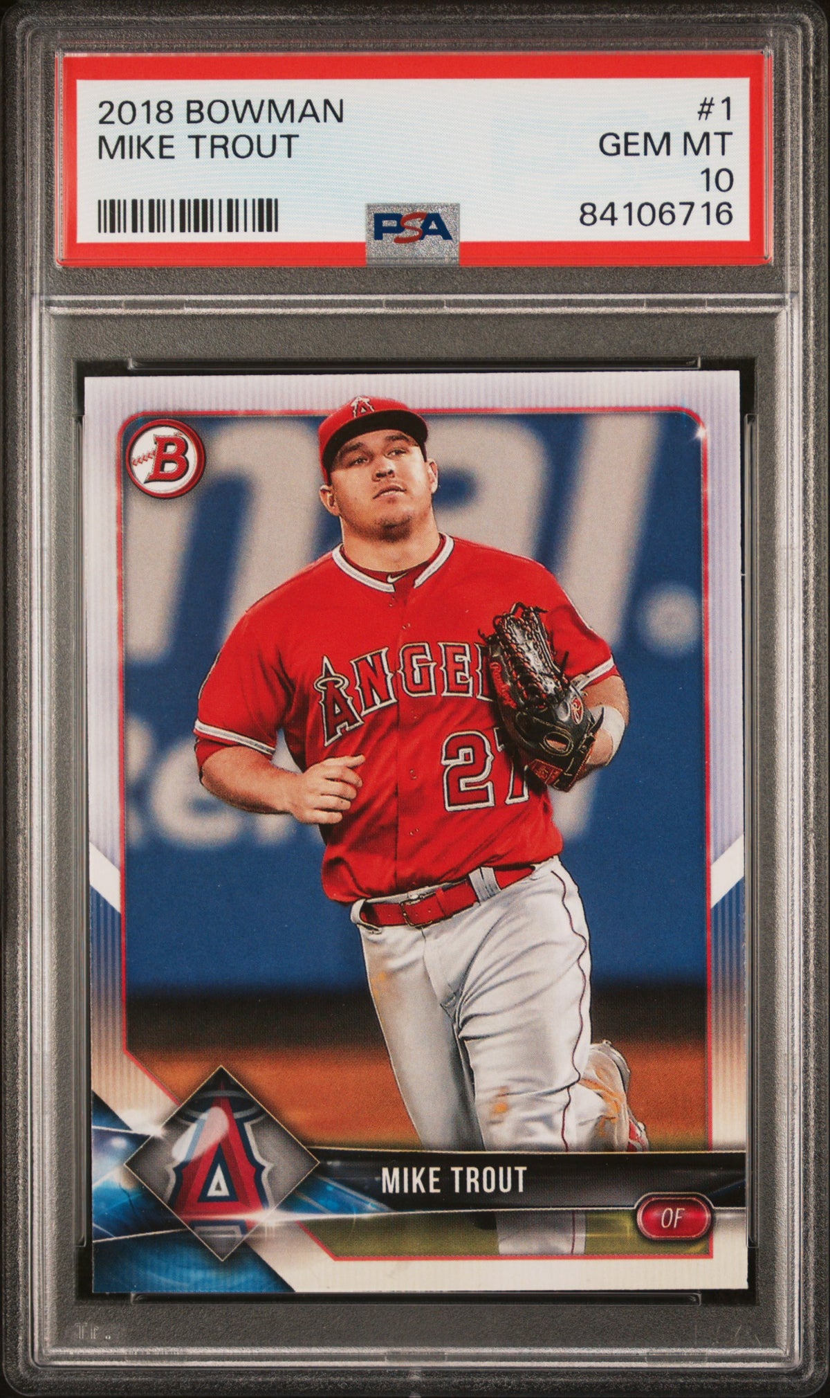 Mike Trout 2018 Bowman Baseball Card #1 Graded PSA 10-Powers Sports Memorabilia