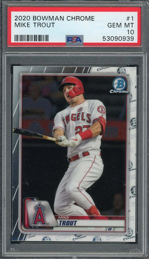 Mike Trout 2020 Bowman Chrome Baseball Card #1 Graded PSA 10