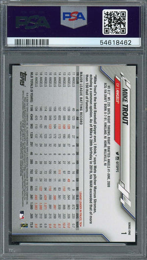 Mike Trout 2020 Topps Baseball Card #1 Graded PSA 10-Powers Sports Memorabilia