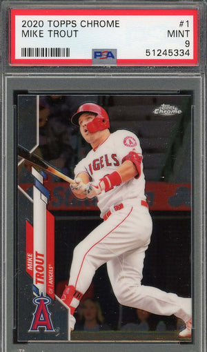 Mike Trout 2020 Topps Chrome Baseball Card #1 Graded PSA 9 MINT-Powers Sports Memorabilia