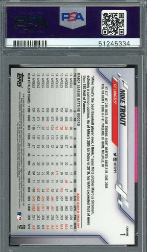 Mike Trout 2020 Topps Chrome Baseball Card #1 Graded PSA 9 MINT-Powers Sports Memorabilia