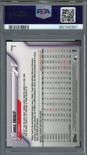 Mike Trout 2020 Topps Chrome SP Baseball Card #1 Graded PSA 9 MINT-Powers Sports Memorabilia