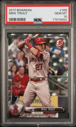 Mike Trout 2017 Bowman Baseball Card #100 Graded PSA 10-Powers Sports Memorabilia
