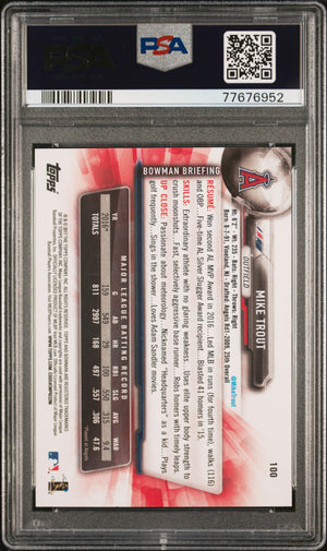 Mike Trout 2017 Bowman Baseball Card #100 Graded PSA 10-Powers Sports Memorabilia