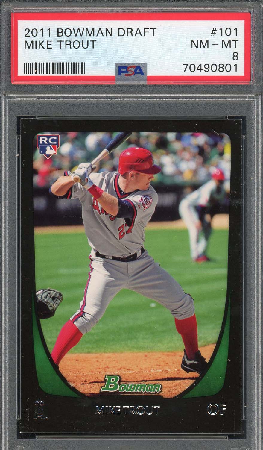 Mike Trout 2011 Bowman Draft Baseball Rookie Card RC #101 Graded PSA 8-Powers Sports Memorabilia