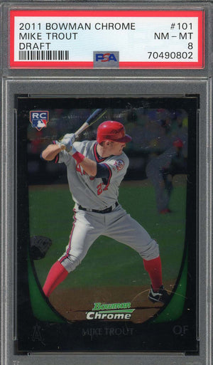 Mike Trout 2011 Bowman Chrome Draft Baseball Rookie Card RC #101 Graded PSA 8-Powers Sports Memorabilia
