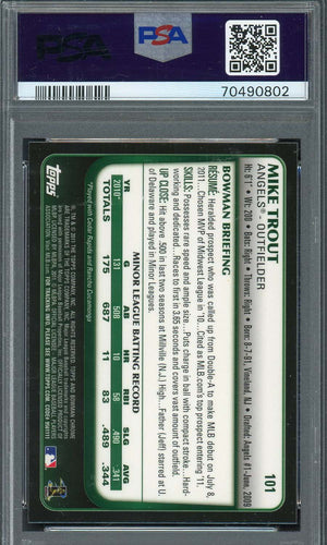 Mike Trout 2011 Bowman Chrome Draft Baseball Rookie Card RC #101 Graded PSA 8-Powers Sports Memorabilia