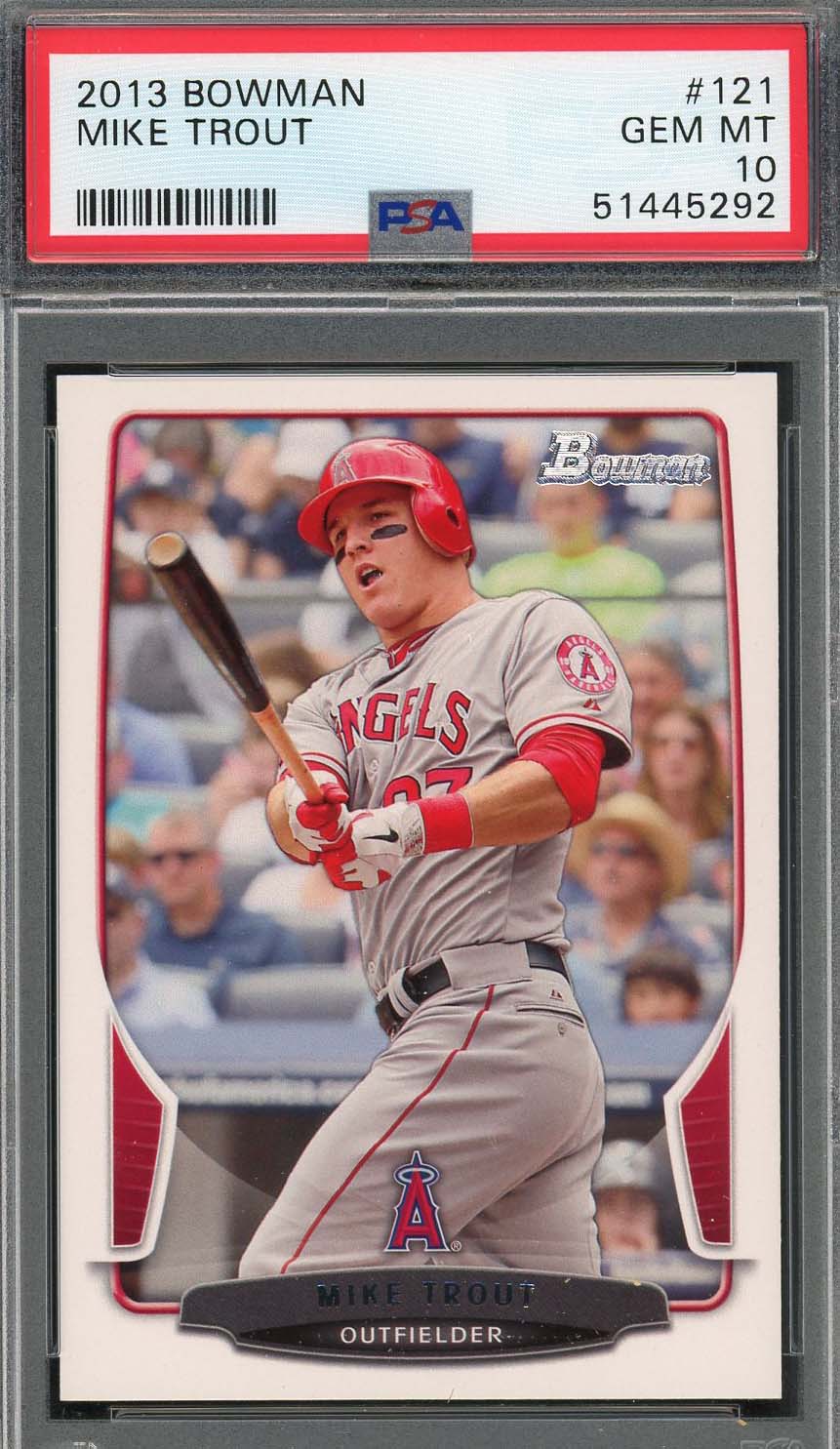 Mike Trout 2013 Bowman Baseball Card #121 Graded PSA 10 GEM MINT