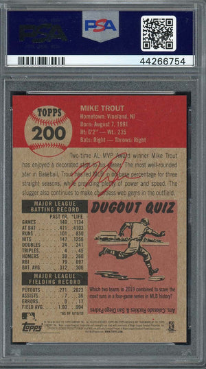 Mike Trout 2019 Topps Living Baseball Card #200 Graded PSA 10-Powers Sports Memorabilia