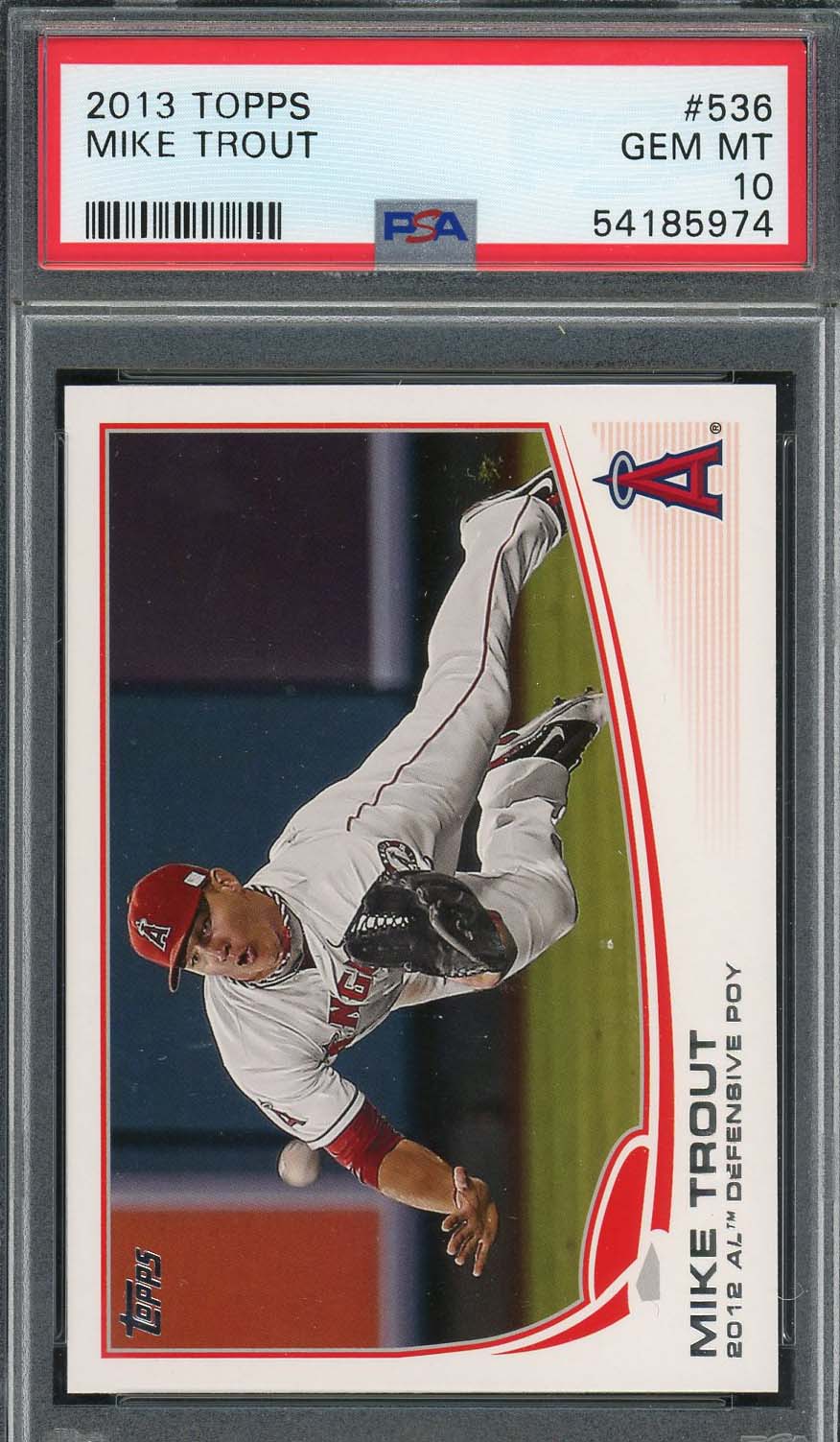Mike Trout 2013 Topps Baseball Card #536 Graded PSA 10