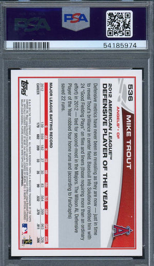Mike Trout 2013 Topps Baseball Card #536 Graded PSA 10