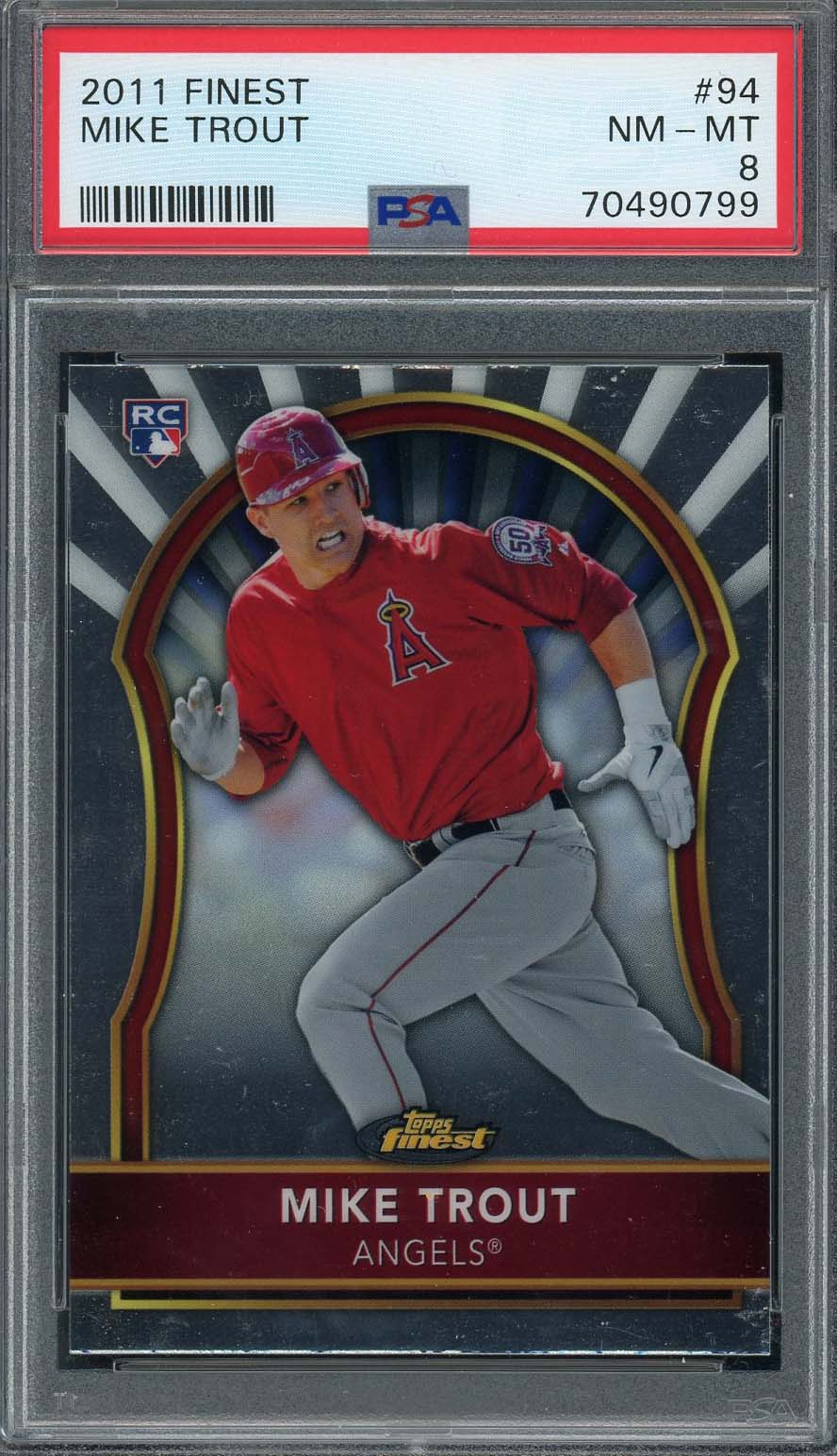 Mike Trout 2011 Topps Finest Baseball Rookie Card RC #94 Graded PSA 8-Powers Sports Memorabilia