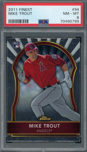 Mike Trout 2011 Topps Finest Baseball Rookie Card RC #94 Graded PSA 8-Powers Sports Memorabilia
