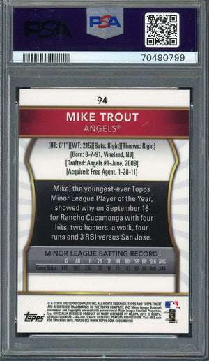 Mike Trout 2011 Topps Finest Baseball Rookie Card RC #94 Graded PSA 8-Powers Sports Memorabilia