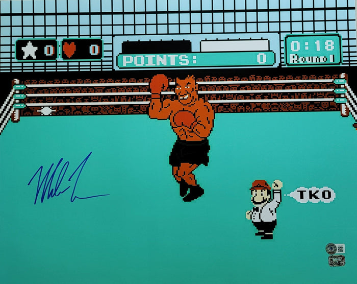 Mike Tyson Signed Boxing Punch Out 16x20 Photo - Beckett-Powers Sports Memorabilia