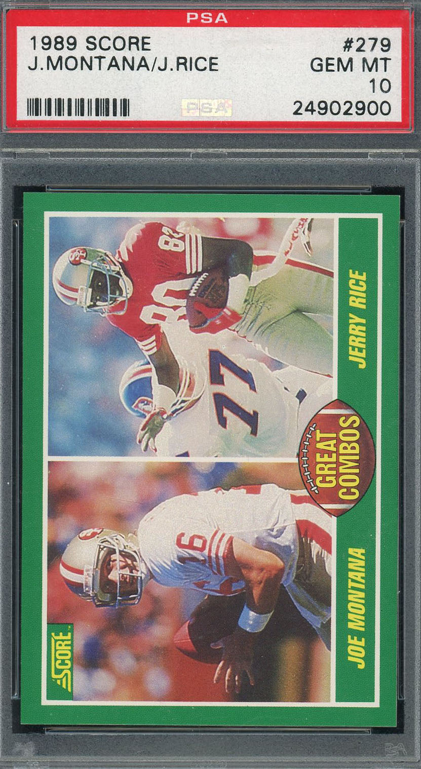 joe montana rookie card graded Joe Montana / Jerry Rice 1989 Score Football Card #279 Graded PSA 10 G
