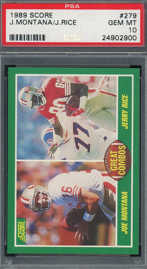 Joe Montana / Jerry Rice 1989 Score Football Card #279 Graded PSA 10 GEM MINT-Powers Sports Memorabilia