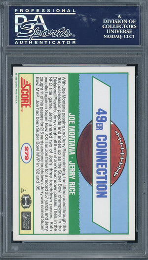 Joe Montana / Jerry Rice 1989 Score Football Card #279 Graded PSA 10 GEM MINT-Powers Sports Memorabilia