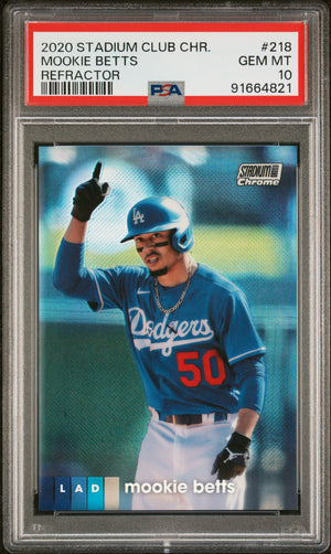 Mookie Betts 2020 Topps Stadium Club Chrome Refractor Card #218 Graded PSA 10-Powers Sports Memorabilia