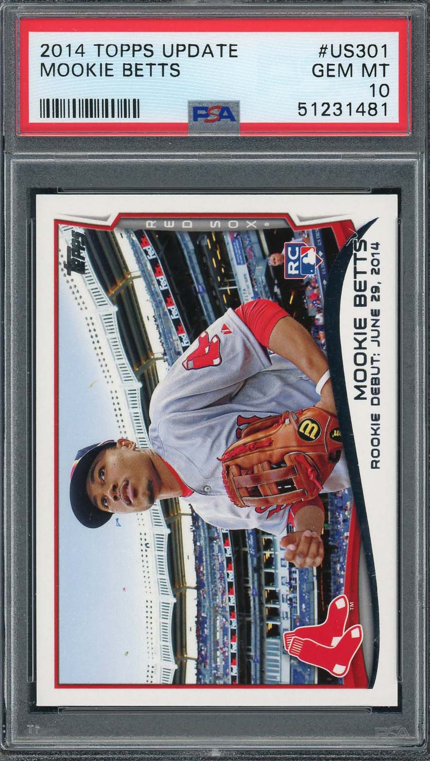 Mookie Betts 2014 Topps Update Baseball Rookie Card #US301 Graded PSA 10-Powers Sports Memorabilia