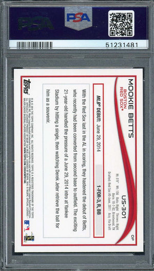 Mookie Betts 2014 Topps Update Baseball Rookie Card #US301 Graded PSA 10-Powers Sports Memorabilia