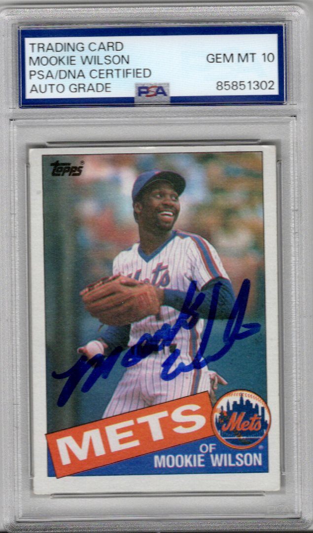 Mookie Wilson Signed New York Mets 1985 Topps #775 Card PSA AUTO GRADE GEM MT 10-Powers Sports Memorabilia