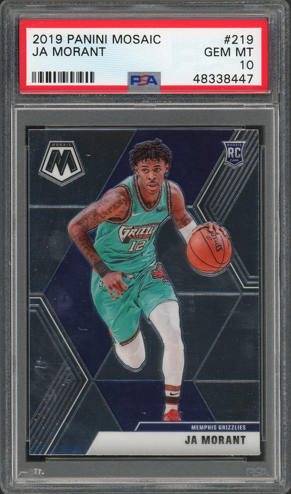 Ja Morant Memphis Grizzles 2019 Panini Mosaic Basketball Rookie Card RC #219 Graded PSA 10 GEM MINT-Powers Sports Memorabilia