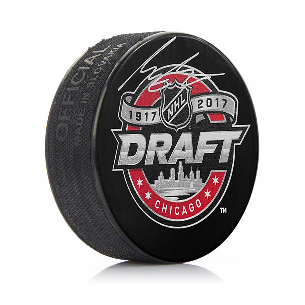Morgan Frost Signed Philadelphia Flyers 2017 Hockey Draft Logo Puck-Powers Sports Memorabilia