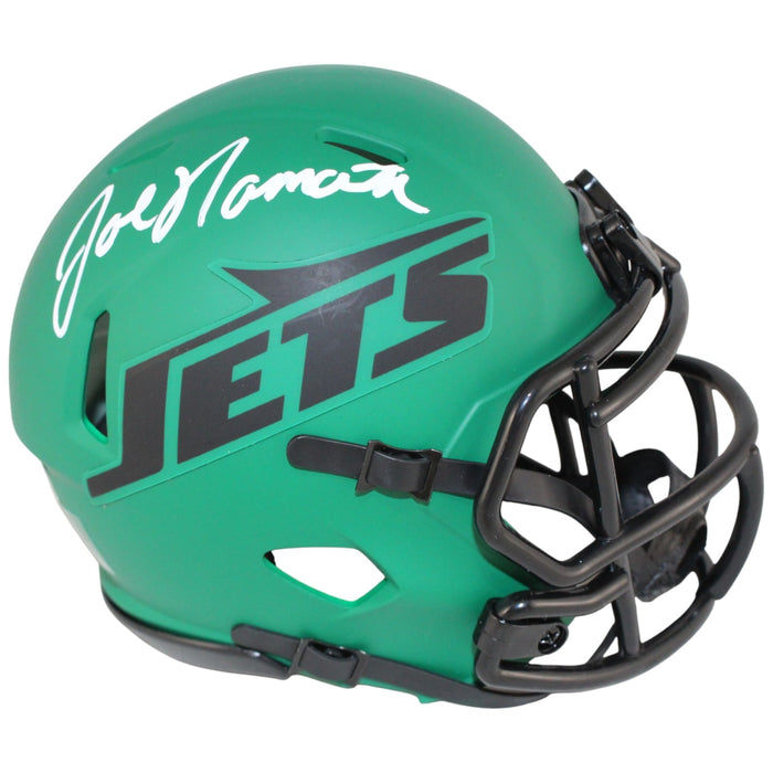 Joe Namath Signed New York Jets Rave Mini Helmet – Beckett Witness Authenticated-Powers Sports Memorabilia