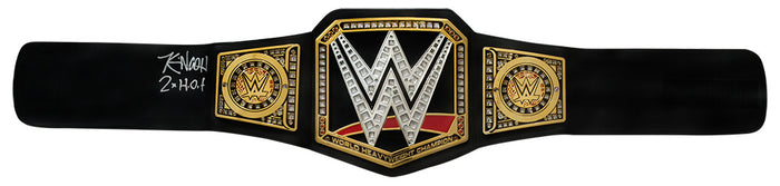 Kevin Nash Autographed WWE Heavyweight Champion Black Replica Wrestling Belt with 2x HOF-Powers Sports Memorabilia