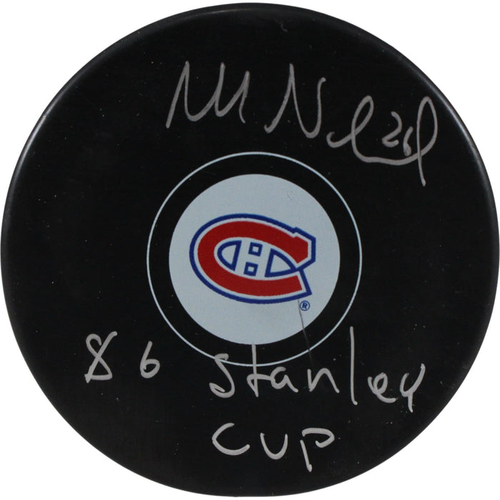Mats Naslund Signed Montreal Canadiens Logo Puck 86 SC Champs – Beckett Authenticated-Powers Sports Memorabilia