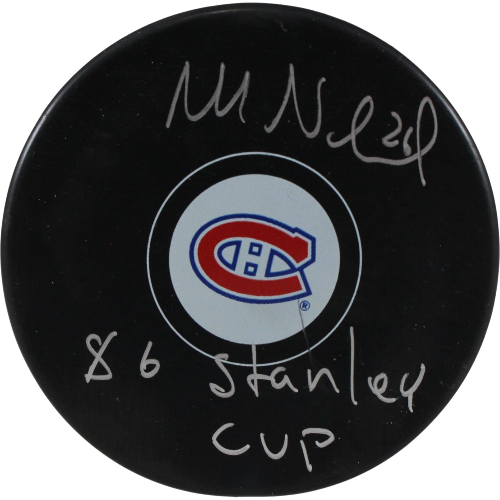 Mats Naslund Signed Montreal Canadiens Logo Puck 86 SC Champs – Beckett Authenticated-Powers Sports Memorabilia